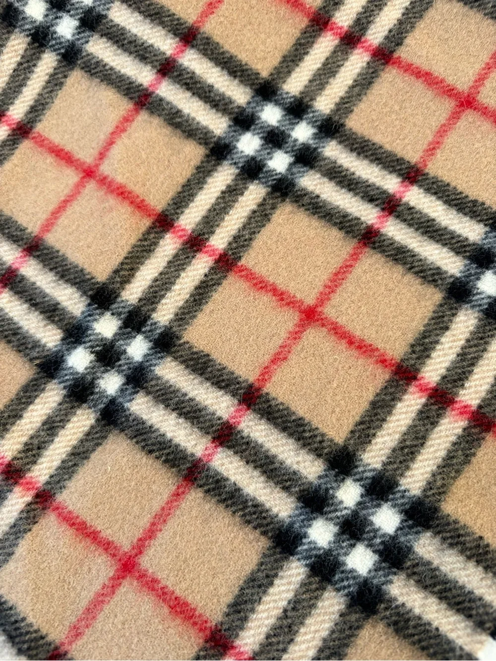 Burberrys VNTG Classic Nova Check Beige Scarf Fringe Unisex Lambswool Academia